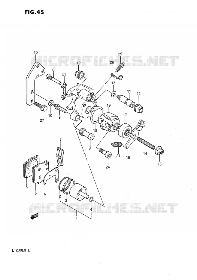 ETRIER DE FREIN ARRIERE Suzuki QUAD 230 QUADSPORT 1992  LT230EN(E1)