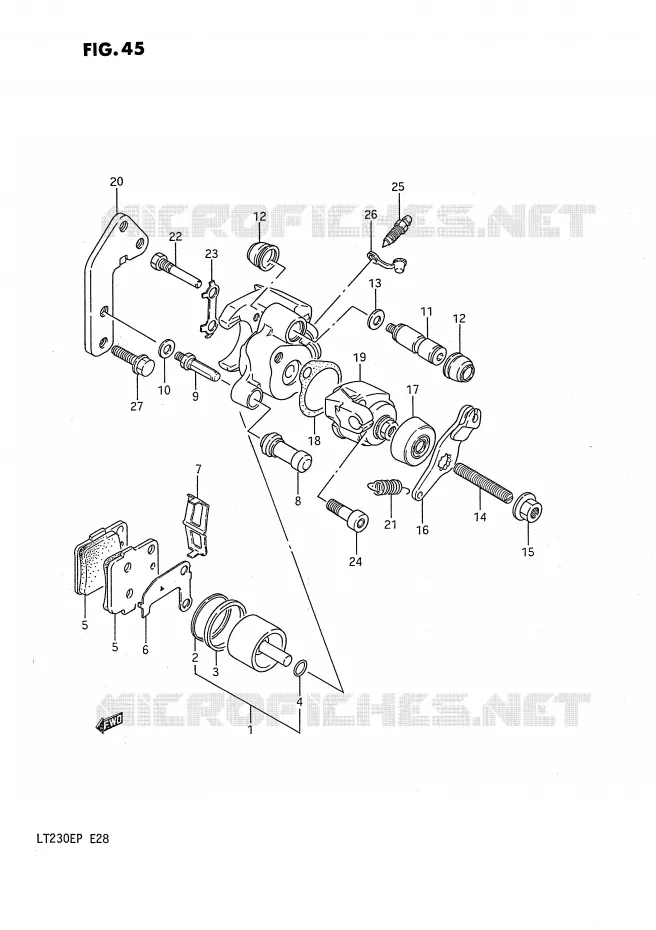 ETRIER DE FREIN ARRIERE Suzuki QUAD 230 QUADSPORT 1993  LT230EP(E28)