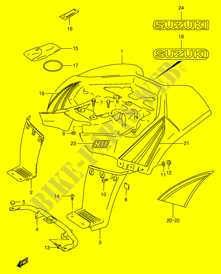 GARDE BOUE ARRIERE (MODELE K2/K3) pour Suzuki QUADSPORT 80 2005