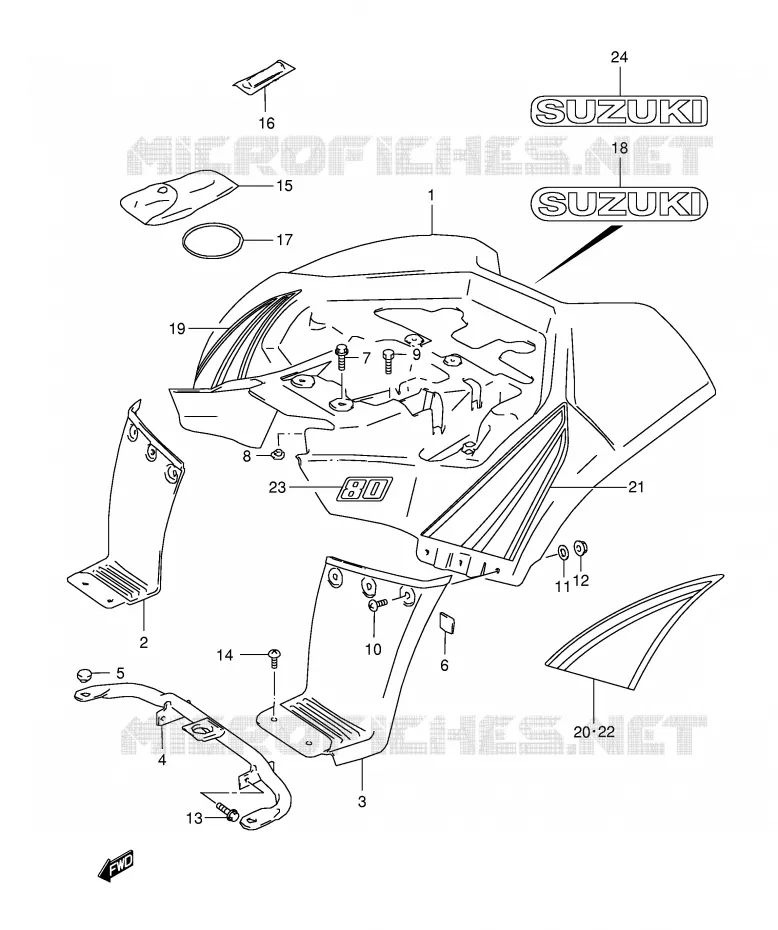 GARDE BOUE ARRIERE (MODELE K2/K3) Suzuki QUAD 80 QUADSPORT 2006  LT80K6(P1)