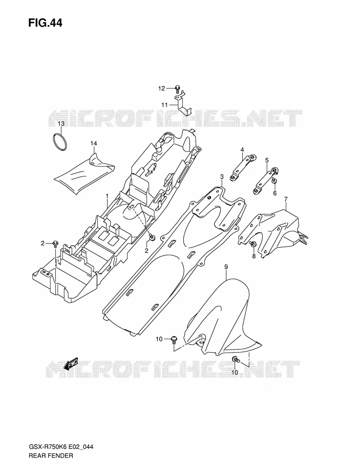 GARDE BOUE ARRIERE Suzuki MOTO 750 GSX-R 2007  GSX-R750U2K7(E2)