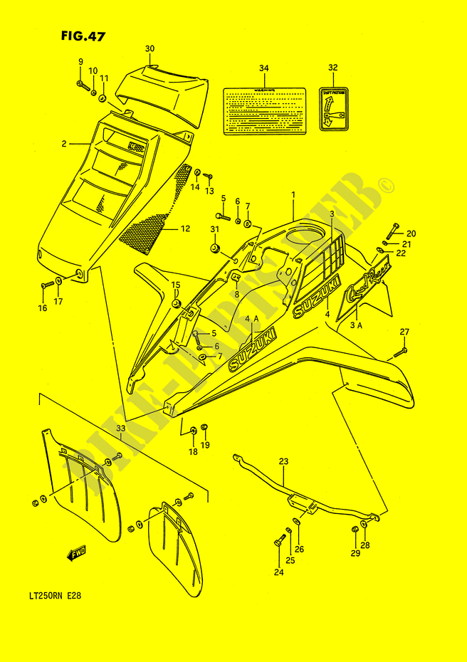 GARDE BOUE AVANT (MODELE H/J) pour Suzuki QUADRACER 250 1986