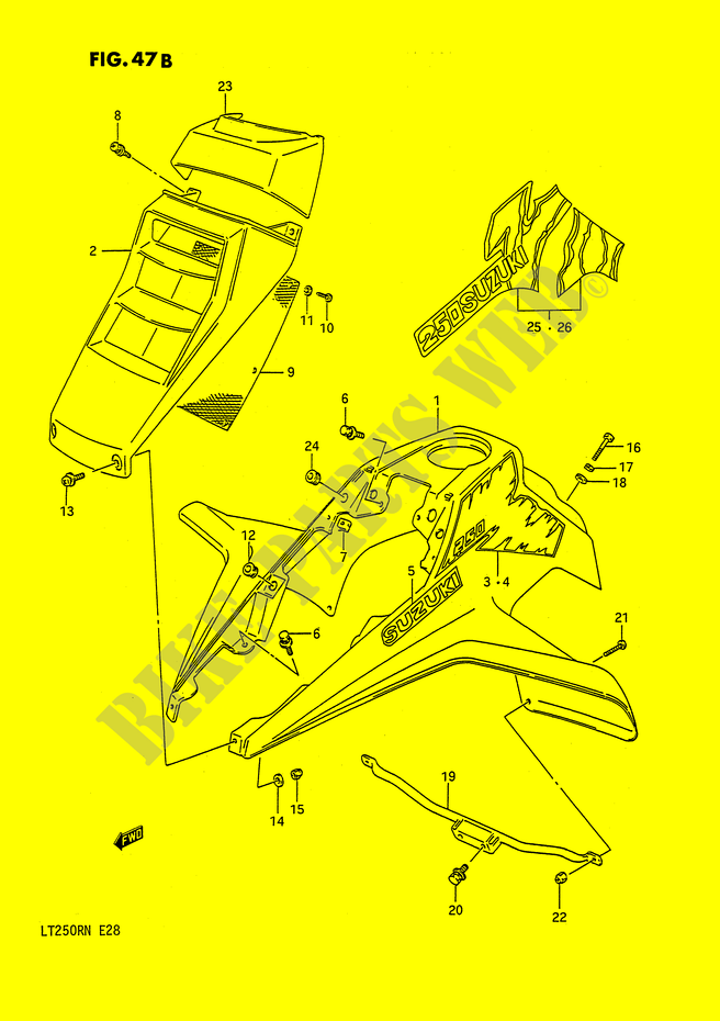 GARDE BOUE AVANT (MODELE M/N) pour Suzuki QUADRACER 250 1986