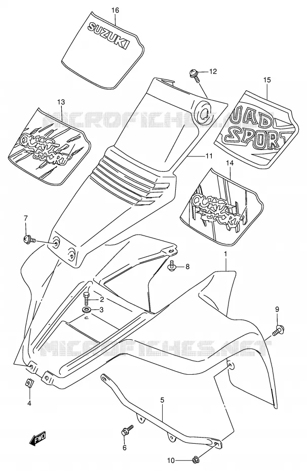 GARDE BOUE AVANT Suzuki QUAD 80 QUADSPORT 1998  LT80W(P3/P28)