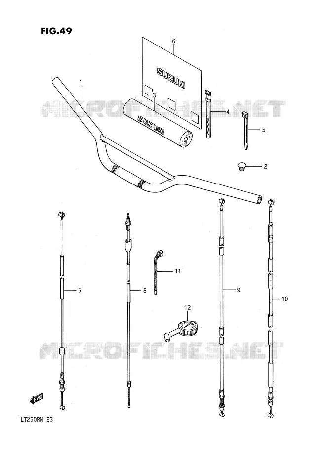 GUIDON - CABLES Suzuki QUAD 250 QUADRACER 1985  LT250RF(E3)