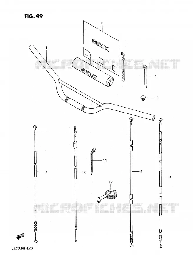 GUIDON - CABLES Suzuki QUAD 250 QUADRACER 1987  LT250RH(E28)