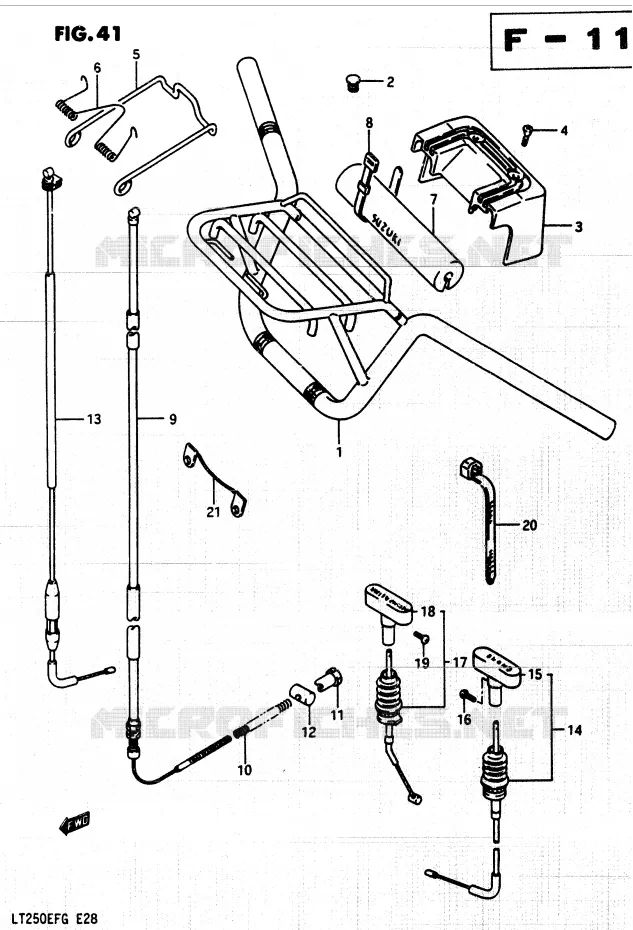 GUIDON - CABLES Suzuki QUAD 250 QUADRUNNER 1987  LT250EF(F/2/G)