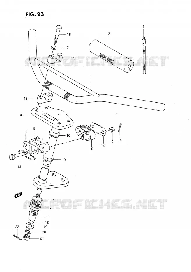 GUIDON - COLONNE DE DIRECTION Suzuki QUAD 80 QUADSPORT 1987  LT80H(P1)