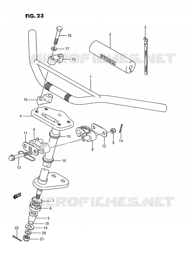 GUIDON - COLONNE DE DIRECTION Suzuki QUAD 80 QUADSPORT 1990  LT80L(P3)