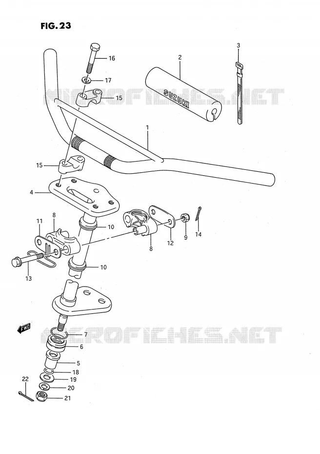 GUIDON - COLONNE DE DIRECTION Suzuki QUAD 80 QUADSPORT 1991  LT80M(P28)