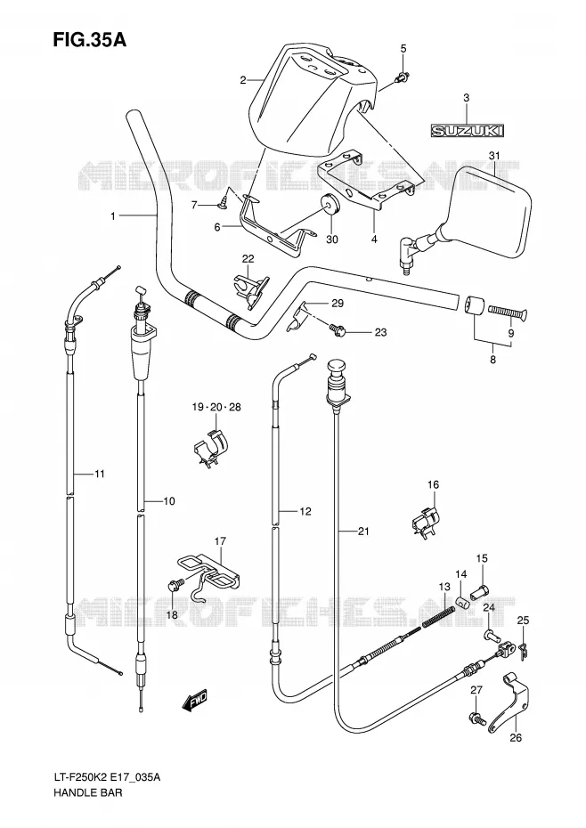 GUIDON (MODELE K3/K4/K5/K6) Suzuki QUAD 250 OZARK 2003  LT-F250K3(E17)