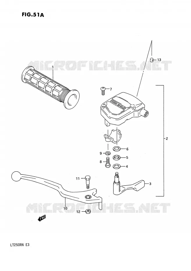 LEVIER DE FREIN (MODELE M/N) Suzuki QUAD 250 QUADRACER 1988  LT250RJ(E3)