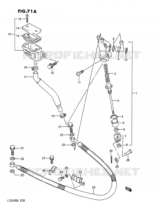 MAITRE CYLINDRE ARRIERE (MODELE M/N) Suzuki QUAD 250 QUADRACER 1987  LT250RH(E28)