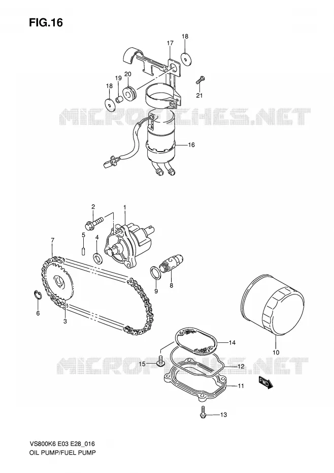 POMPE A HUILE - POMPE A ESSENCE Suzuki MOTO 800 INTRUDER 2007  VS800K7(E3/E28)