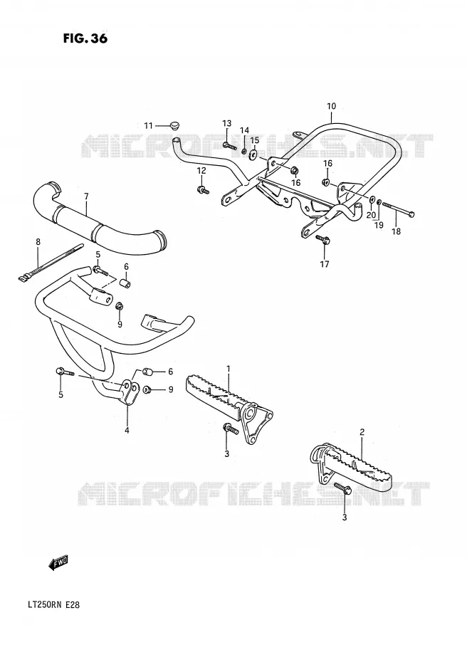 REPOSE PIED (MODELE F/G) Suzuki QUAD 250 QUADRACER 1990  LT250RL(E28)