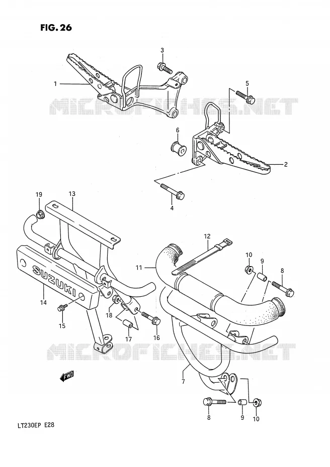 REPOSE PIED (MODELE H/J) Suzuki QUAD 230 QUADSPORT 1992  LT230EN(E28)