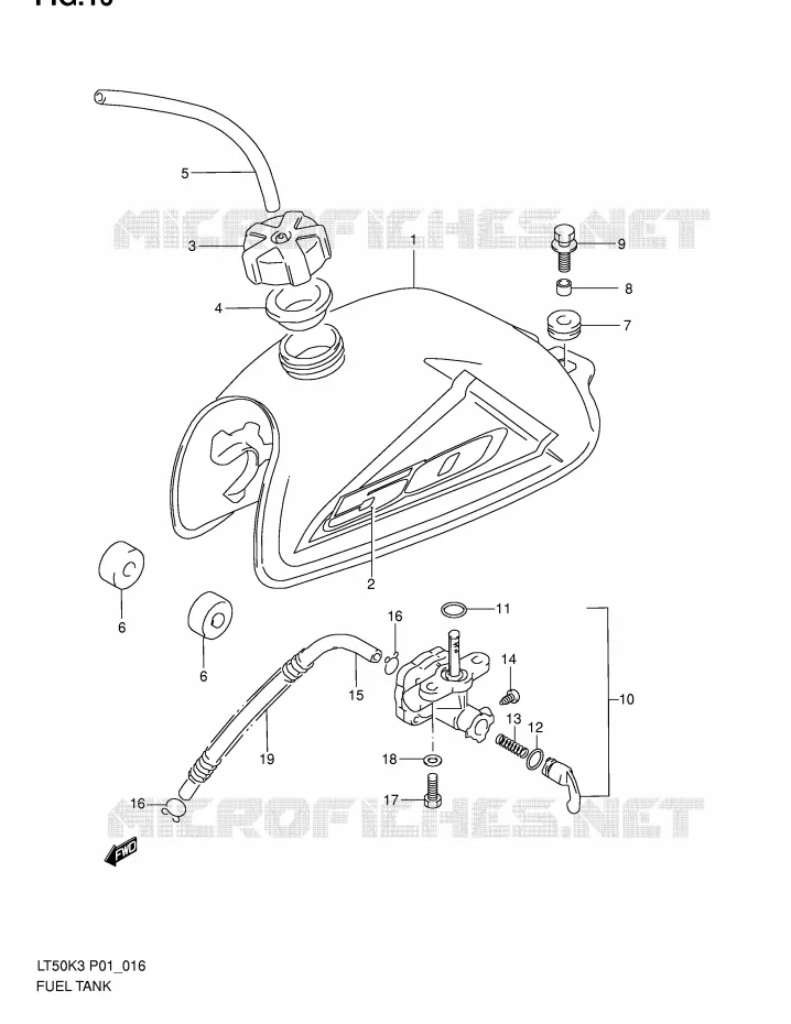 RESERVOIR D'ESSENCE Suzuki QUAD 50 MINIQUAD-SPORT 2003  LT50K3(P1)