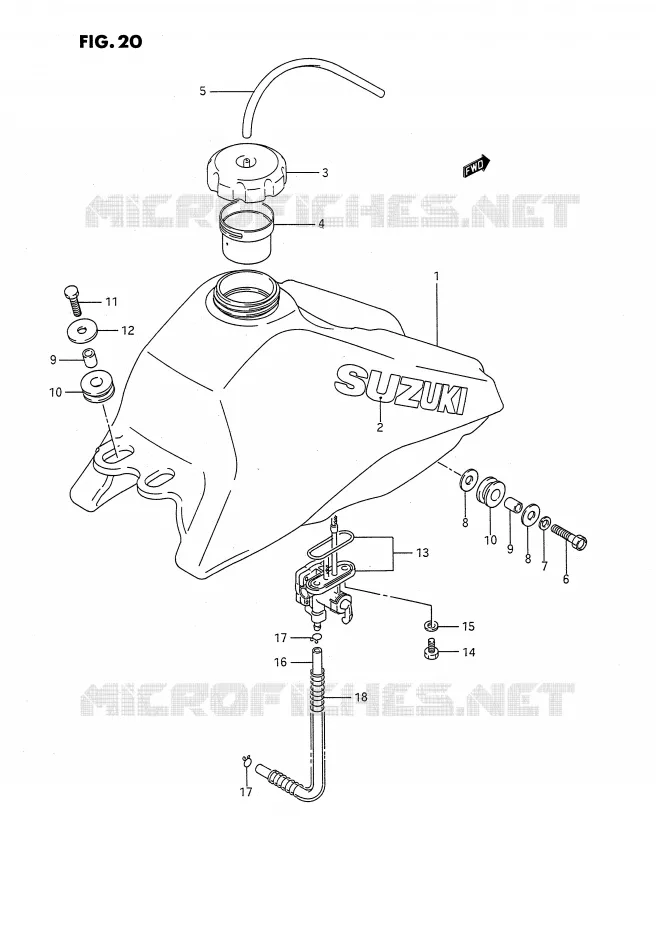 RESERVOIR D'ESSENCE Suzuki QUAD 80 QUADSPORT 1995  LT80S(P1)