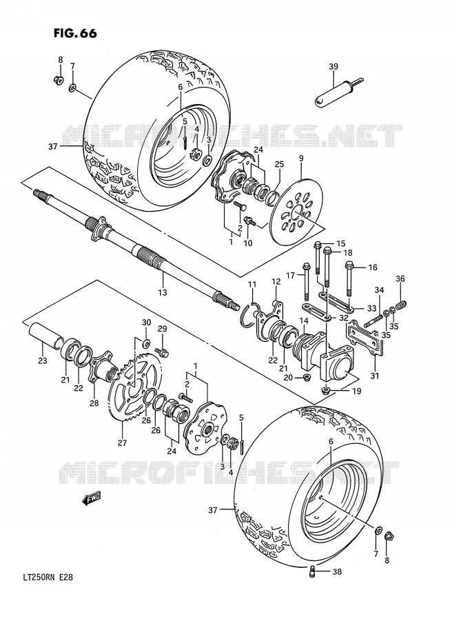 ROUE ARRIERE (MODELE H/J/K/L/M/N) Suzuki QUAD 250 QUADRACER 1992  LT250RN(E28)