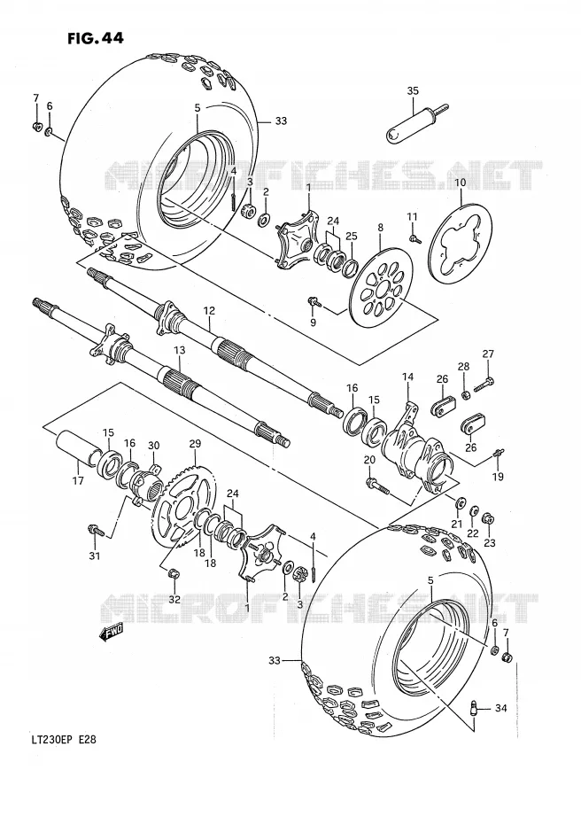 ROUE ARRIERE (MODELE H) Suzuki QUAD 230 QUADSPORT 1992  LT230EN(E28)