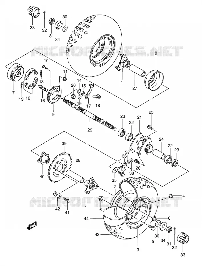 ROUE ARRIERE Suzuki QUAD 50 MINIQUAD-SPORT 2003  LT50K3(P1)