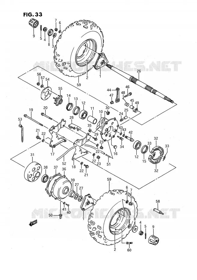 ROUE ARRIERE Suzuki QUAD 80 QUADSPORT 1987  LT80H(P28)