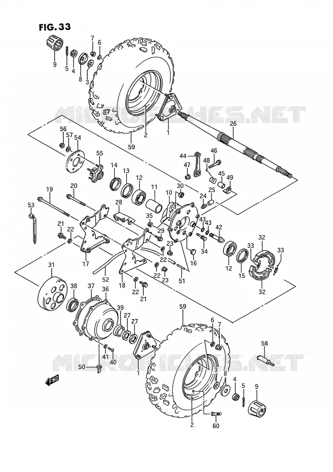 ROUE ARRIERE Suzuki QUAD 80 QUADSPORT 1989  LT80K(P3)