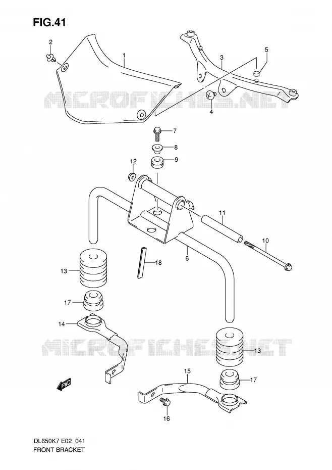 SUPPORTS AVANT Suzuki MOTO 650 V-STROM 2010  DL650AUEL0(E2)