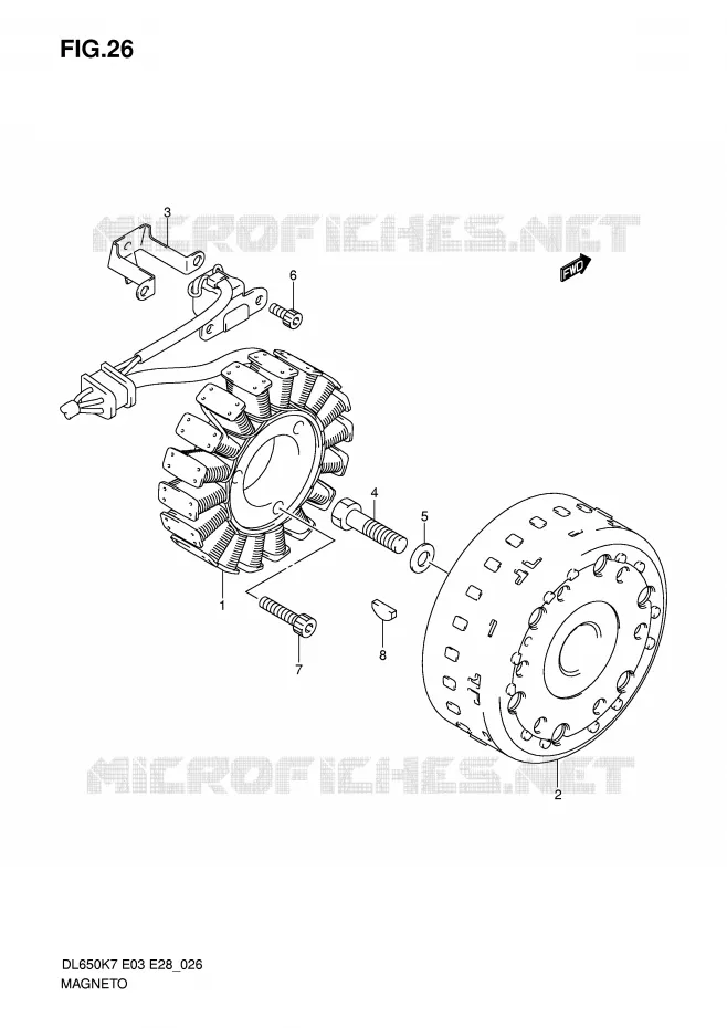 ALLUMAGE ROTOR - STATOR (MODEL K7) Suzuki MOTO 650 V-STROM 2009  DL650AK9(E3/E28)