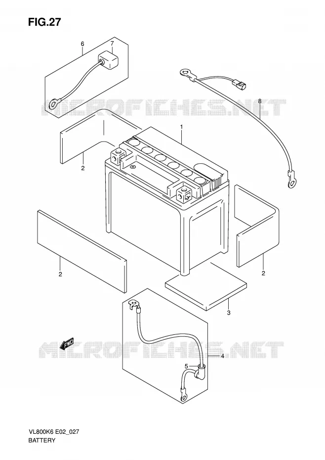 BATTERIE Suzuki MOTO 800 VOLUSIA 2008  VL800CUEK8(E2)