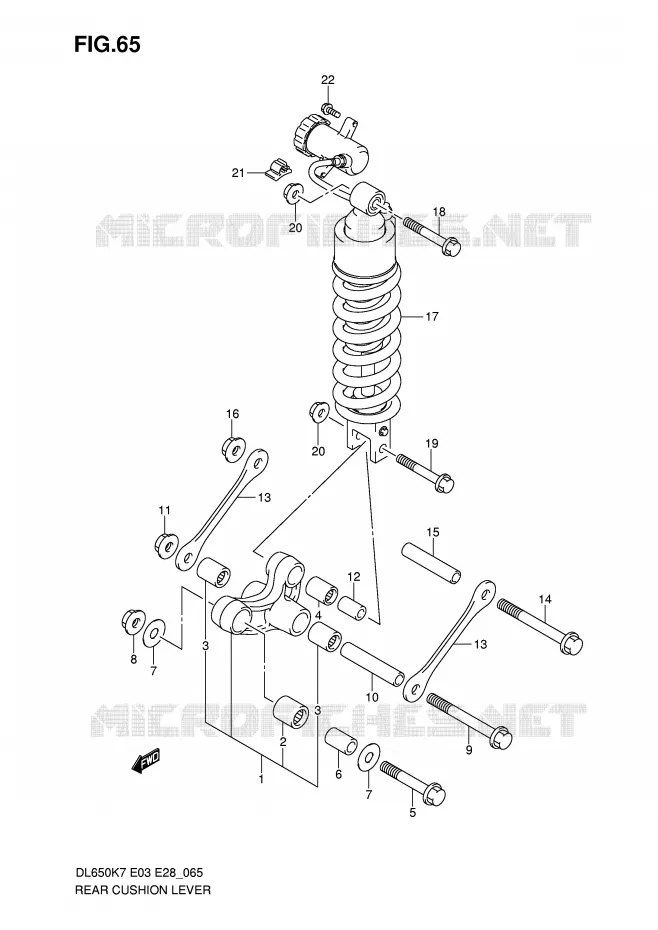 BIELLETTE DE SUSPENSION ARRIERE Suzuki MOTO 650 V-STROM 2009  DL650K9(E3/E28)