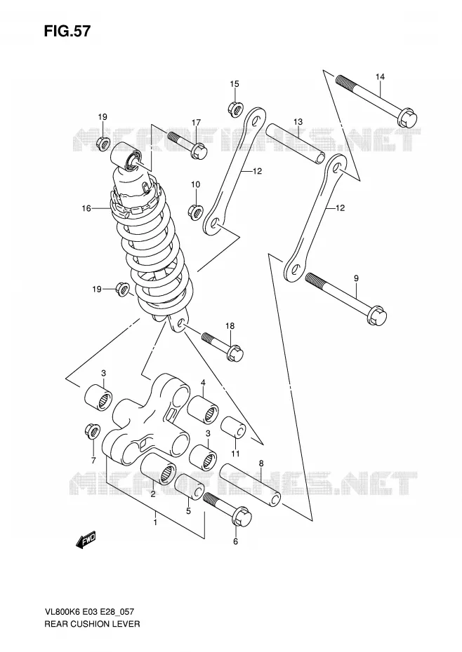 BIELLETTE DE SUSPENSION ARRIERE Suzuki MOTO 800 INTRUDER 2010  VL800L0(E3/E28)