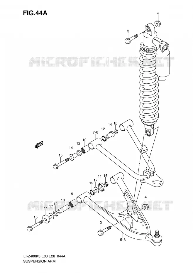 BRAS DE SUPENSION (MODEL K5/K6/K7) Suzuki QUAD 400 QUADSPORT 2006  LT-Z400K6(E3/E28)