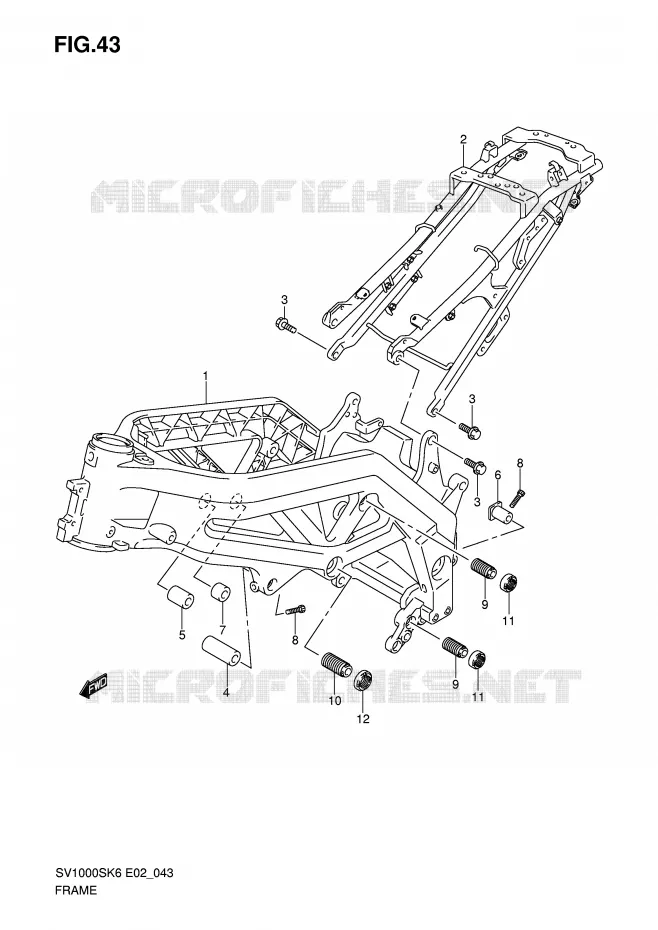 CADRE Suzuki MOTO 1000 SV 2007  SV1000U2K7(E2)