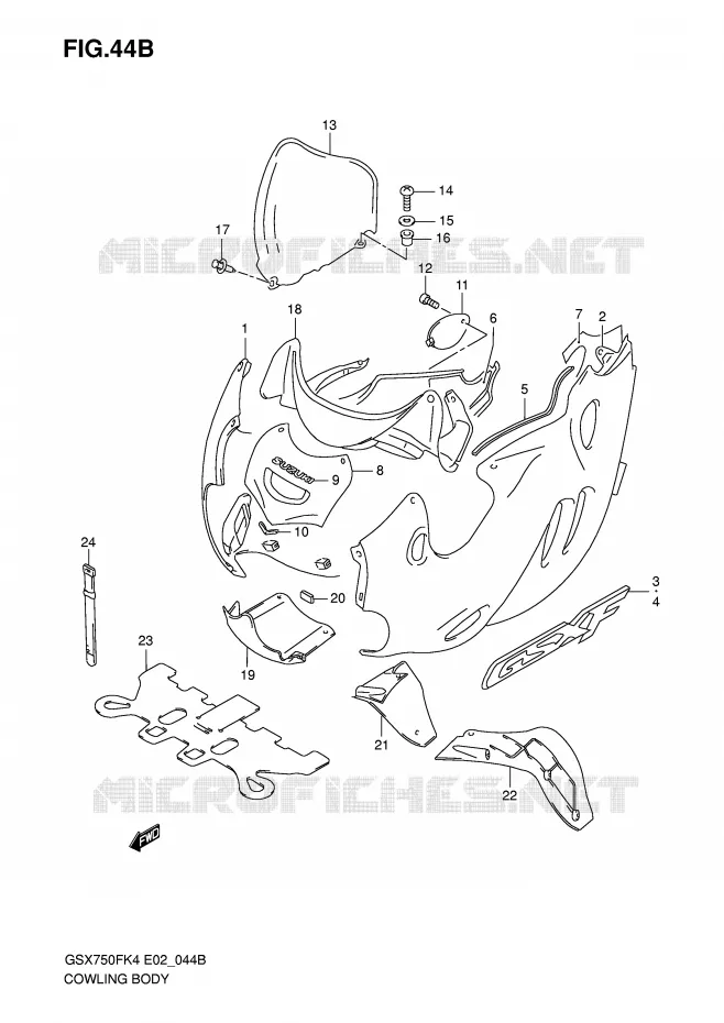 CARENAGES - ETIQUETTES (MODELE K6) Suzuki MOTO 750 GSX-F 2004  GSX750FK4(E2)