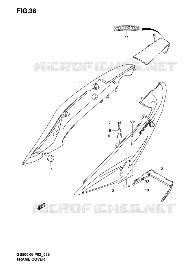 CARENAGES ARRIERE  (MODELE K3) Suzuki MOTO 500 GS-F 2006  GS500FUK6(P19)