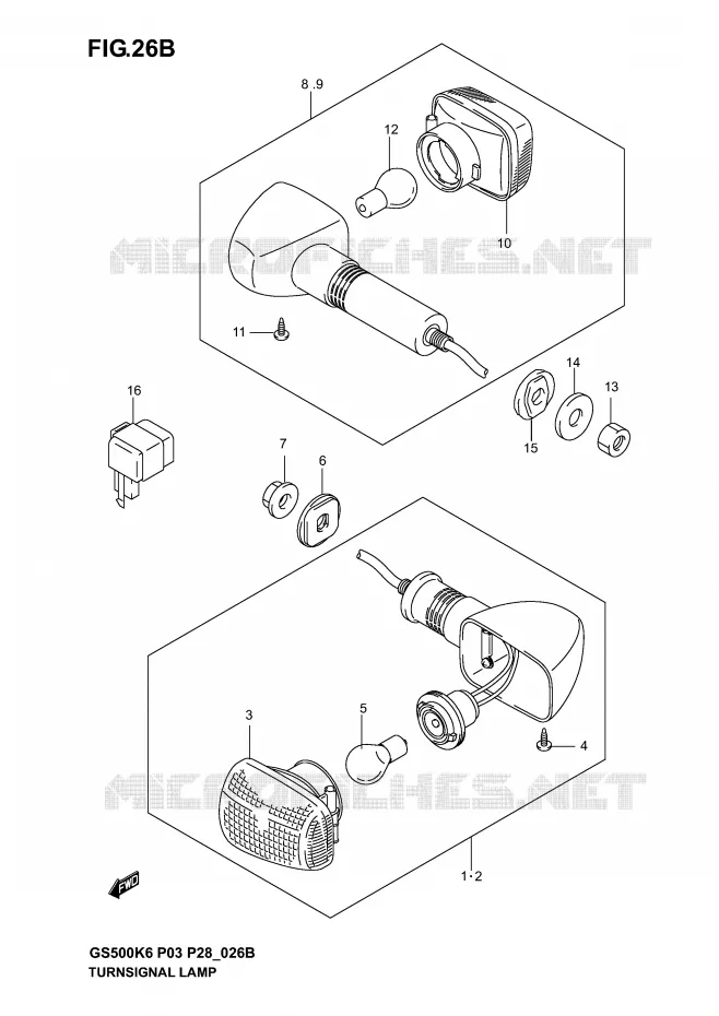 CLIGNOTANTS (GS500FK4/K5/K6) Suzuki MOTO 500 GS-F 2004  GS500FK4(P3)