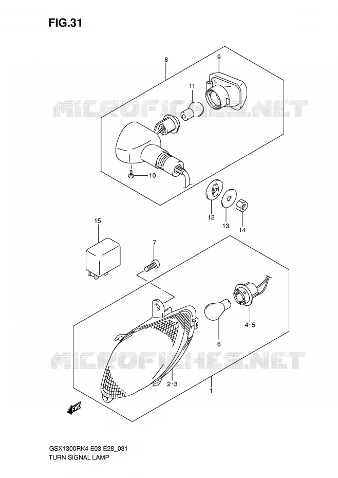 CLIGNOTANTS (MODELE K4) Suzuki MOTO 1300 HAYABUSA 2004  GSX1300RZK4(E3/E28)