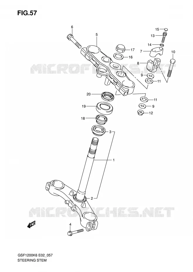 COLONNE DE DIRECTION (GSF1200SK6/SAK6) Suzuki MOTO 1200 BANDIT-S 2006  GSF1200SAK6(E2)