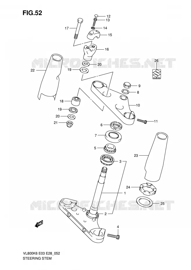 COLONNE DE DIRECTION Suzuki MOTO 800 INTRUDER 2008  VL800TK8(E3/E28)
