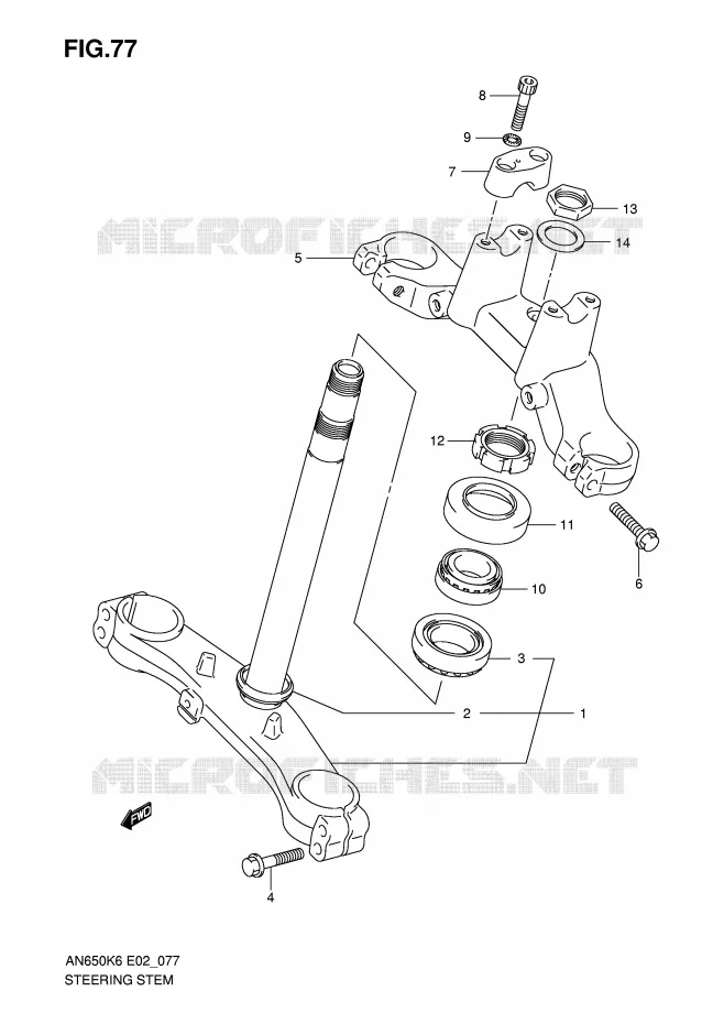 COLONNE DE DIRECTION Suzuki SCOOTER 650 BURGMAN 2007  AN650K7(E2)
