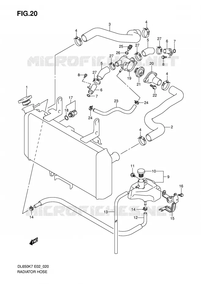 DURITE DE RADIATEUR Suzuki MOTO 650 V-STROM 2009  DL650AK9(E2)