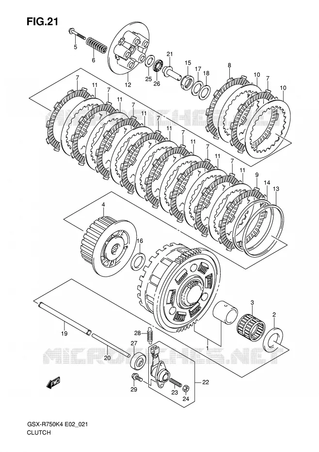 EMBRAYAGE Suzuki MOTO 750 GSX-R 2005  GSX-R750U2XK5(E2)