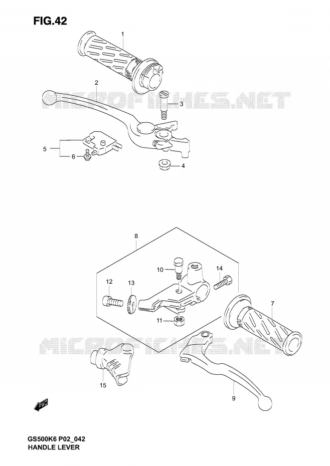 ENSEMBLE LEVIERS - POIGNEES Suzuki MOTO 500 GS-E 2005  GS500K5(P19)