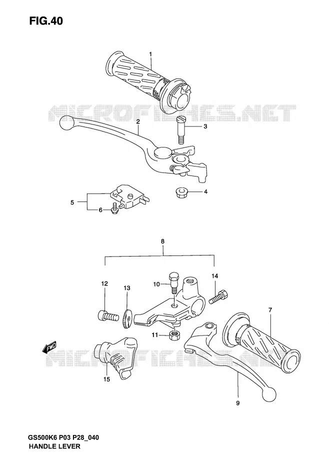 ENSEMBLE LEVIERS - POIGNEES Suzuki MOTO 500 GS-F 2005  GS500FK5(P3)