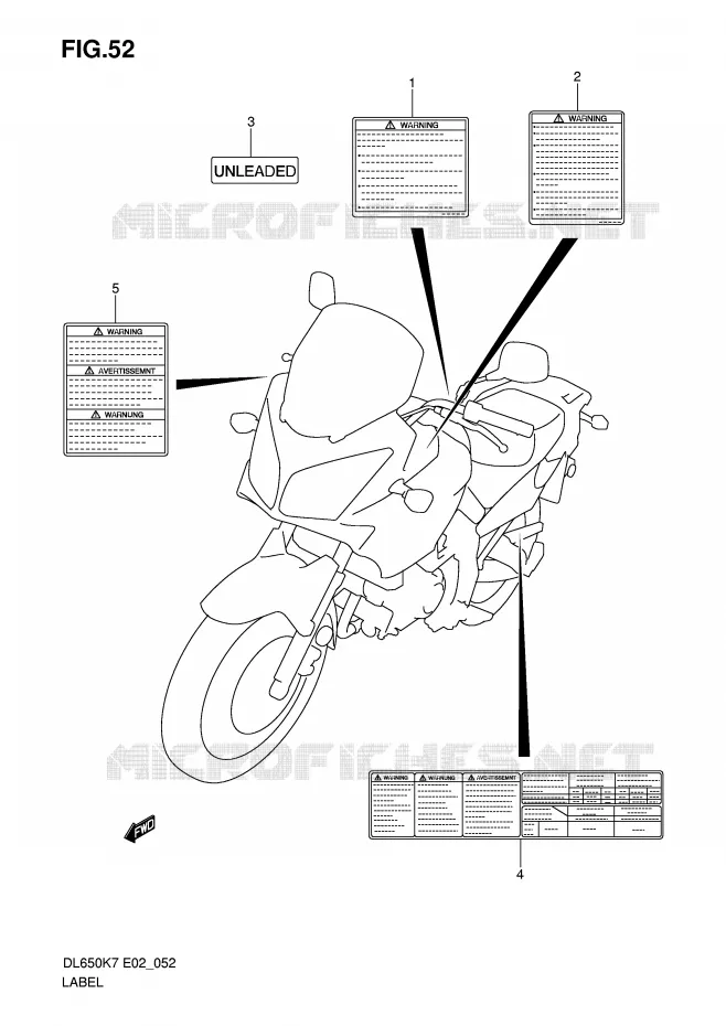 ETIQUETTE (MODEL K7) Suzuki MOTO 650 V-STROM 2007  DL650AU3K7(E2)