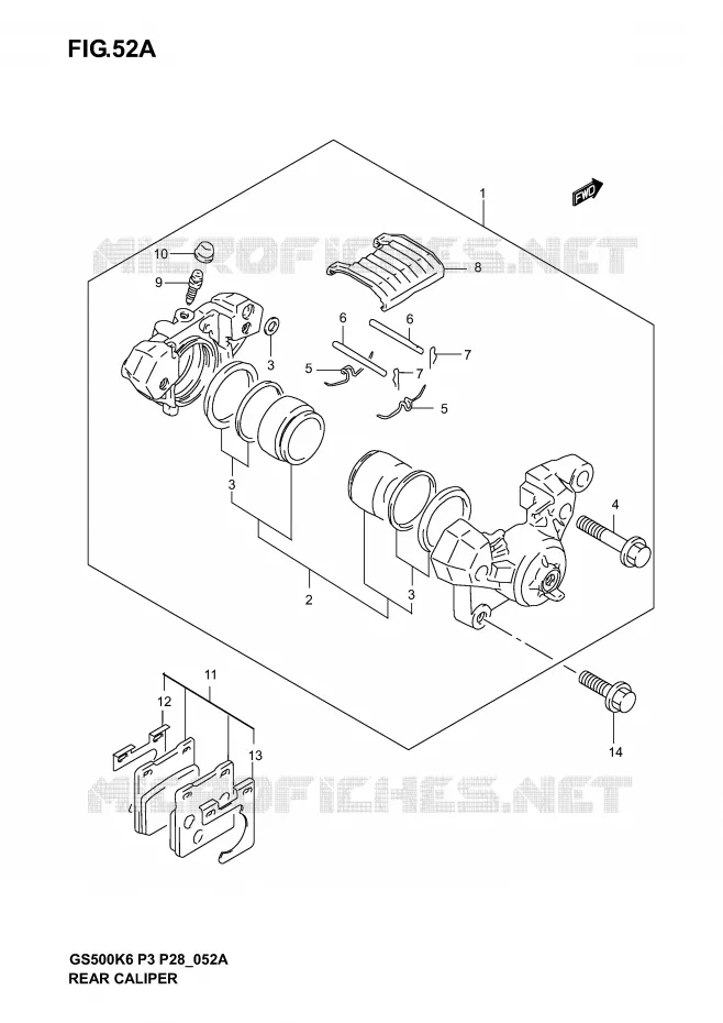 ETRIER DE FREIN ARRIERE (MODELE K4/K5/K6) Suzuki MOTO 500 GS-F 2004  GS500FK4(P3)