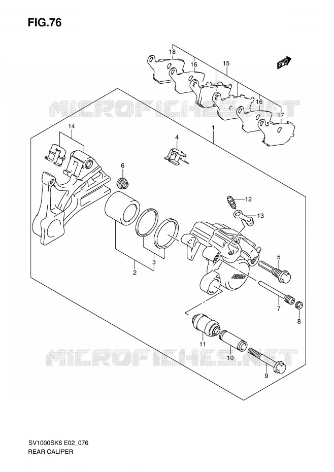 ETRIER DE FREIN ARRIERE Suzuki MOTO 1000 SV 2006  SV1000SK6(E2)
