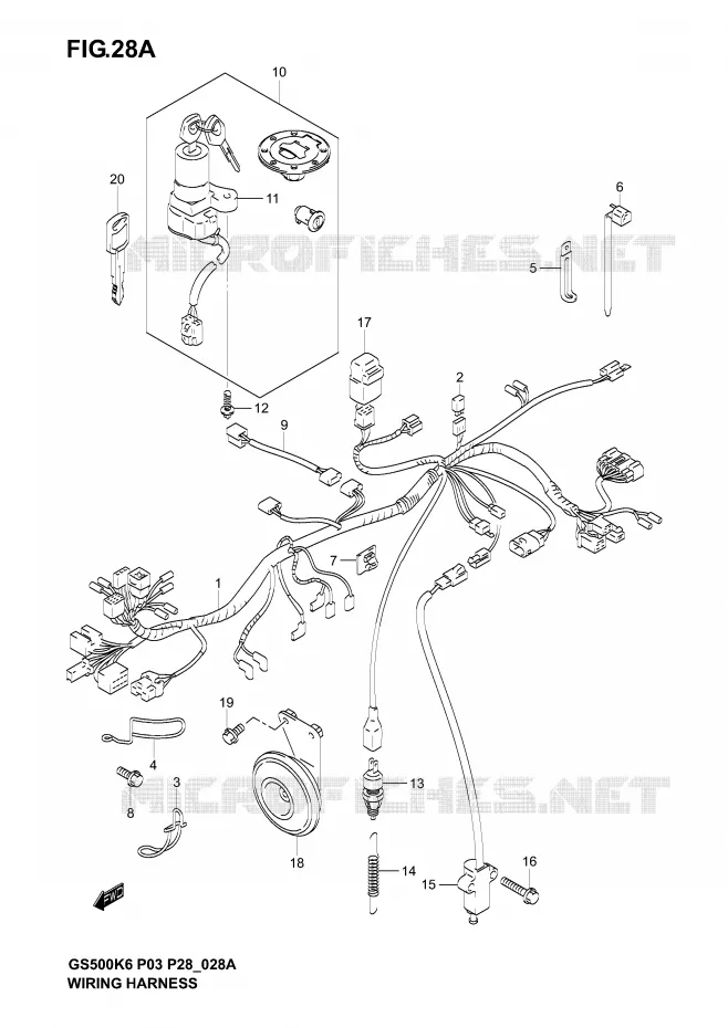 FAISCEAU ELECTRIQUE (GS500K4/K5/K6 P28) Suzuki MOTO 500 GS-E 2004  GS500K4(P3)