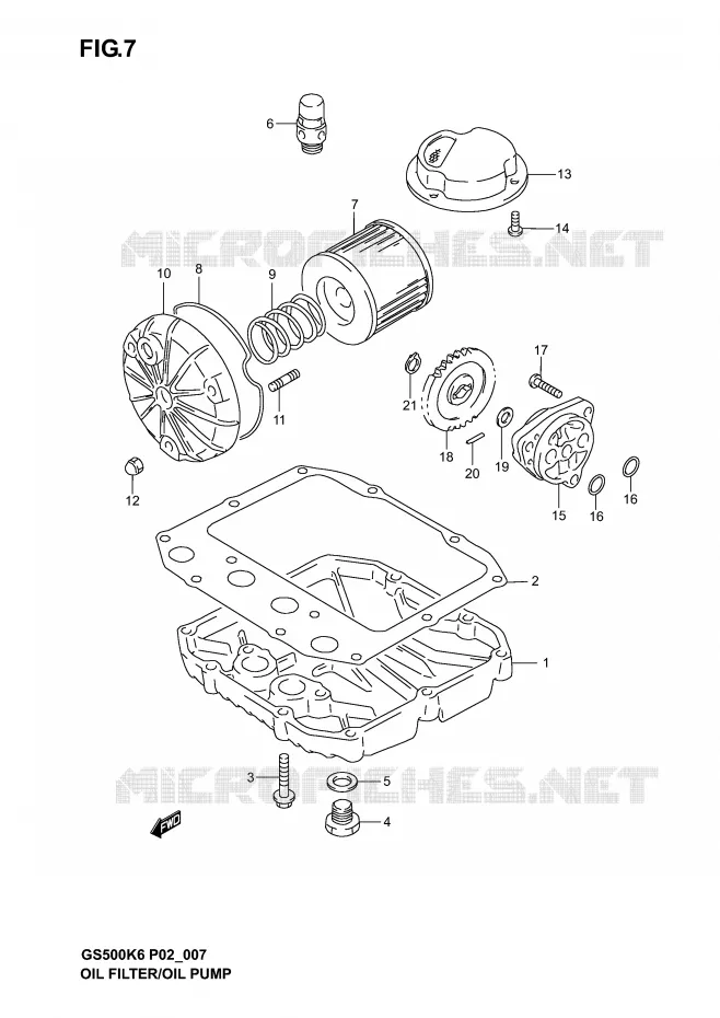 FILTRE A HUILE - POMPE A HUILE Suzuki MOTO 500 GS-E 2005  GS500K5(P19)
